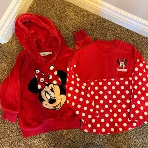 Disney Red Minnie Mouse Kids Hooded Pullover & Polka Dot Top Set